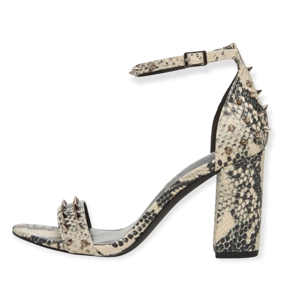 Madden Girl 8m Snakeskin Style Heels w/ Studs - Picture 2 of 10